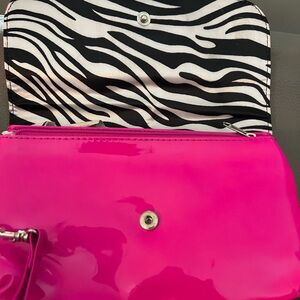 Hot pink patent leather clutch